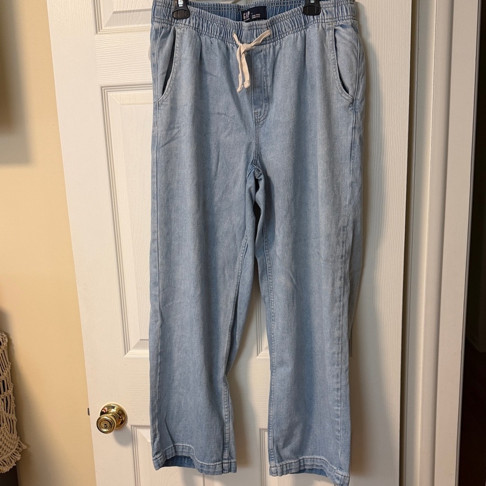 Womens High Rise Pull-on Wide Leg drawstring  Jeans by Gap Sz L